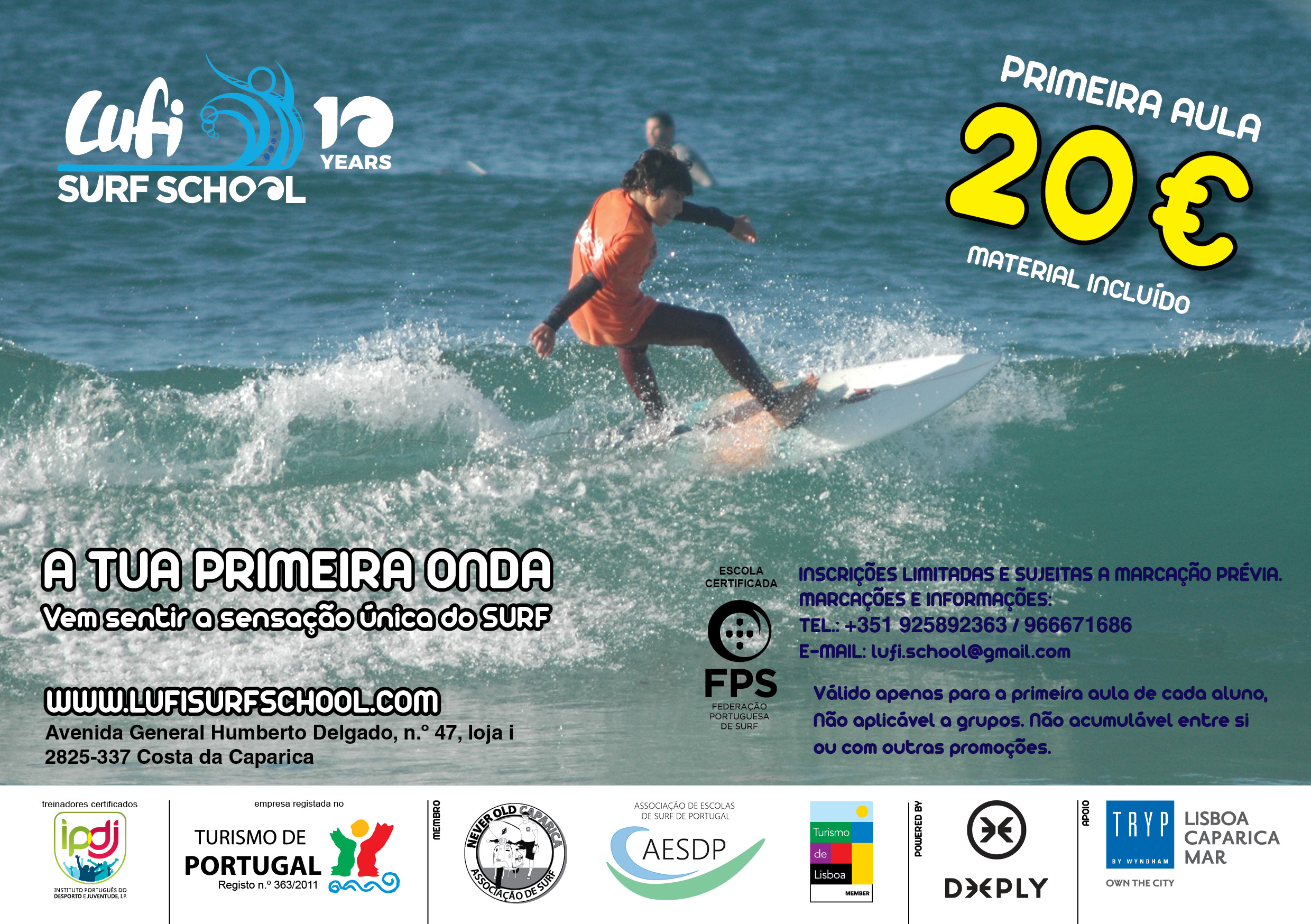 Promoção Primeira Aula de Surf – 20€